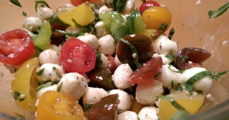 Garden Caprese Salad with Marinated Mozzarella